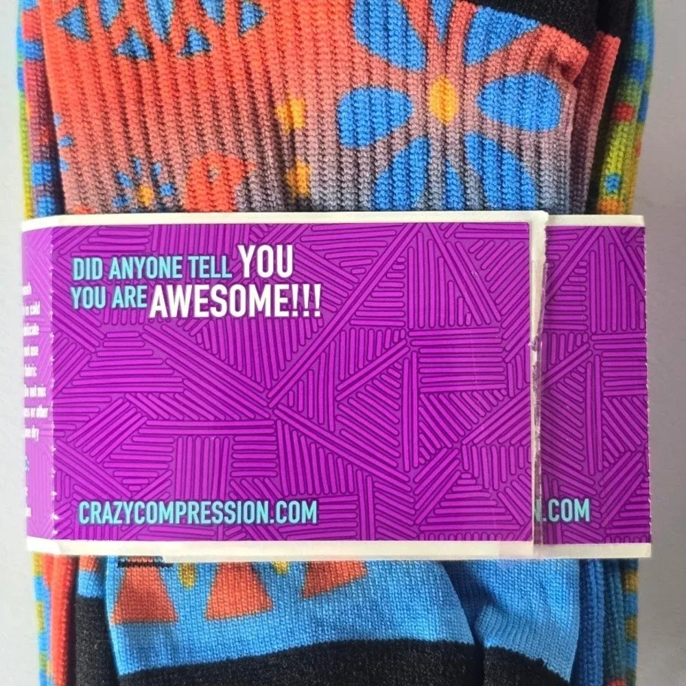 Crazy Compression Multicolor Socks‎ 2pk Graduated Performance Women XS Athletic